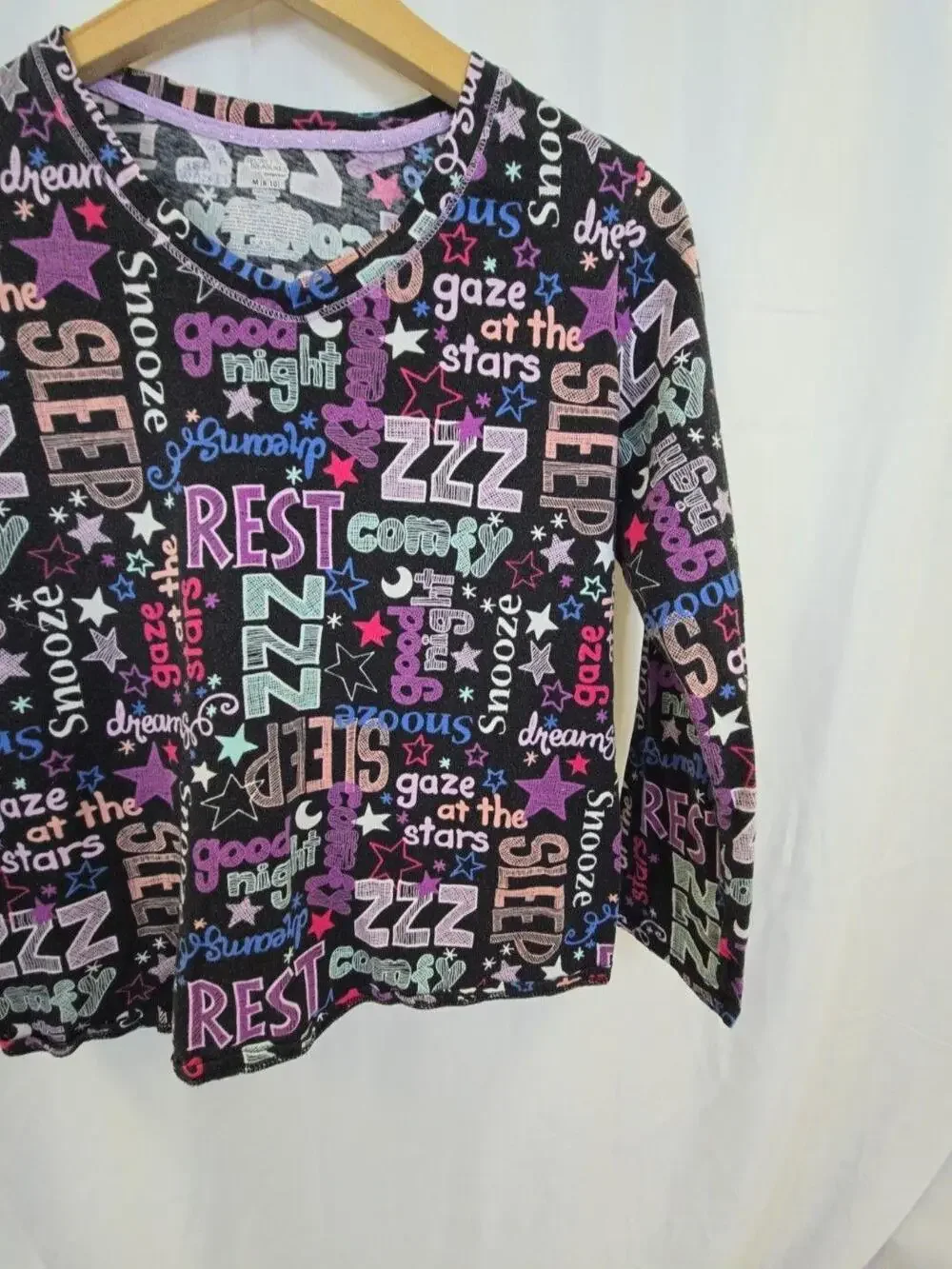 Secret Treasures Pajama Top Girls 8-10 Multicolor Stars Graphic Sleepwear